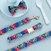 dog collar pet leash dog bow set 