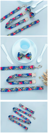 dog collar pet leash dog bow set 