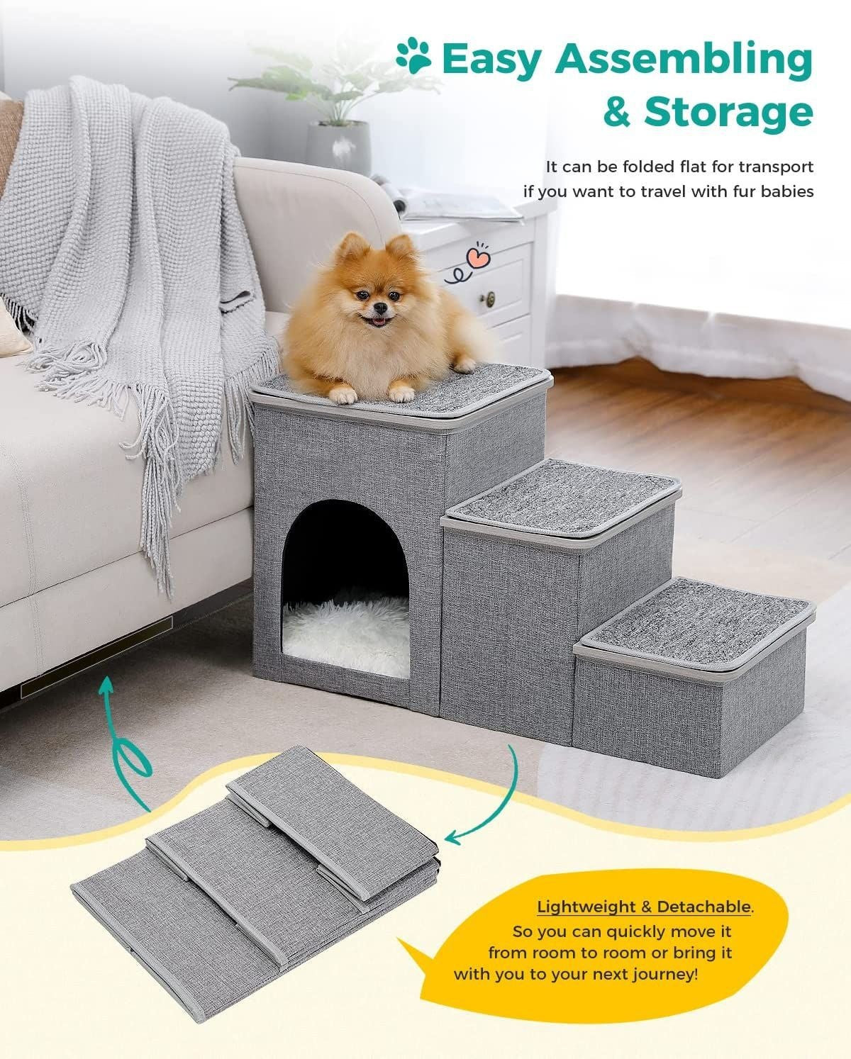 pet ladder dogs and cats step foldable