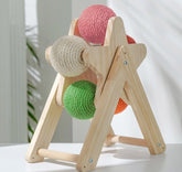 Solid Wood Standing Cat Catching Ball
