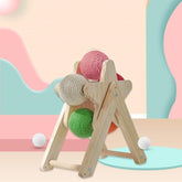 Solid Wood Standing Cat Catching Ball