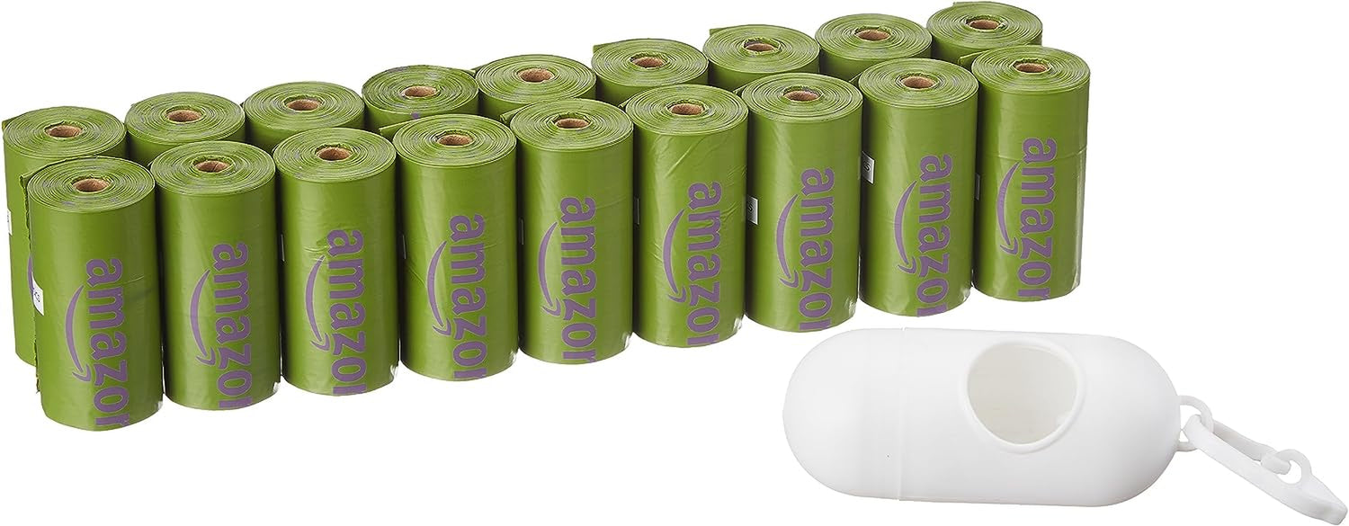 Dog Poop Bags with Dispenser and Leash Clip