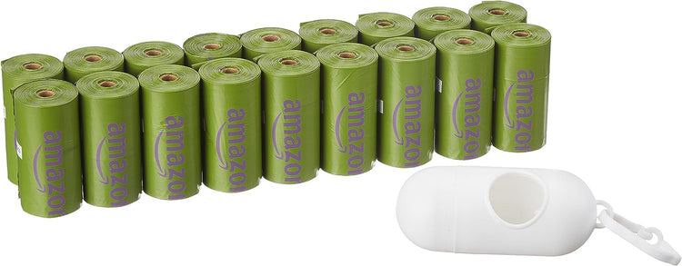 Dog Poop Bags with Dispenser and Leash Clip