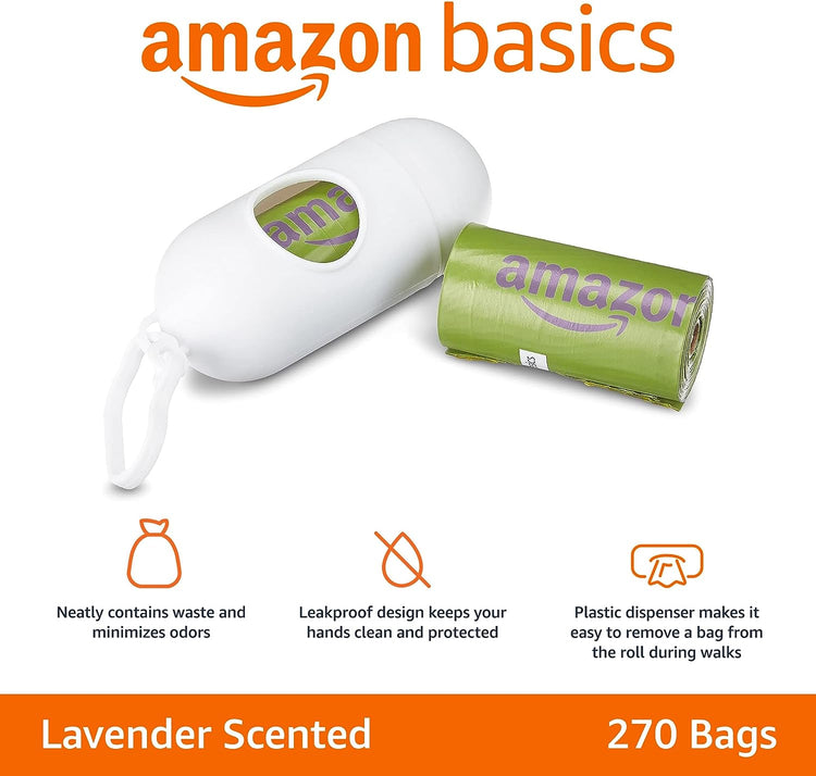 Dog Poop Bags with Dispenser and Leash Clip