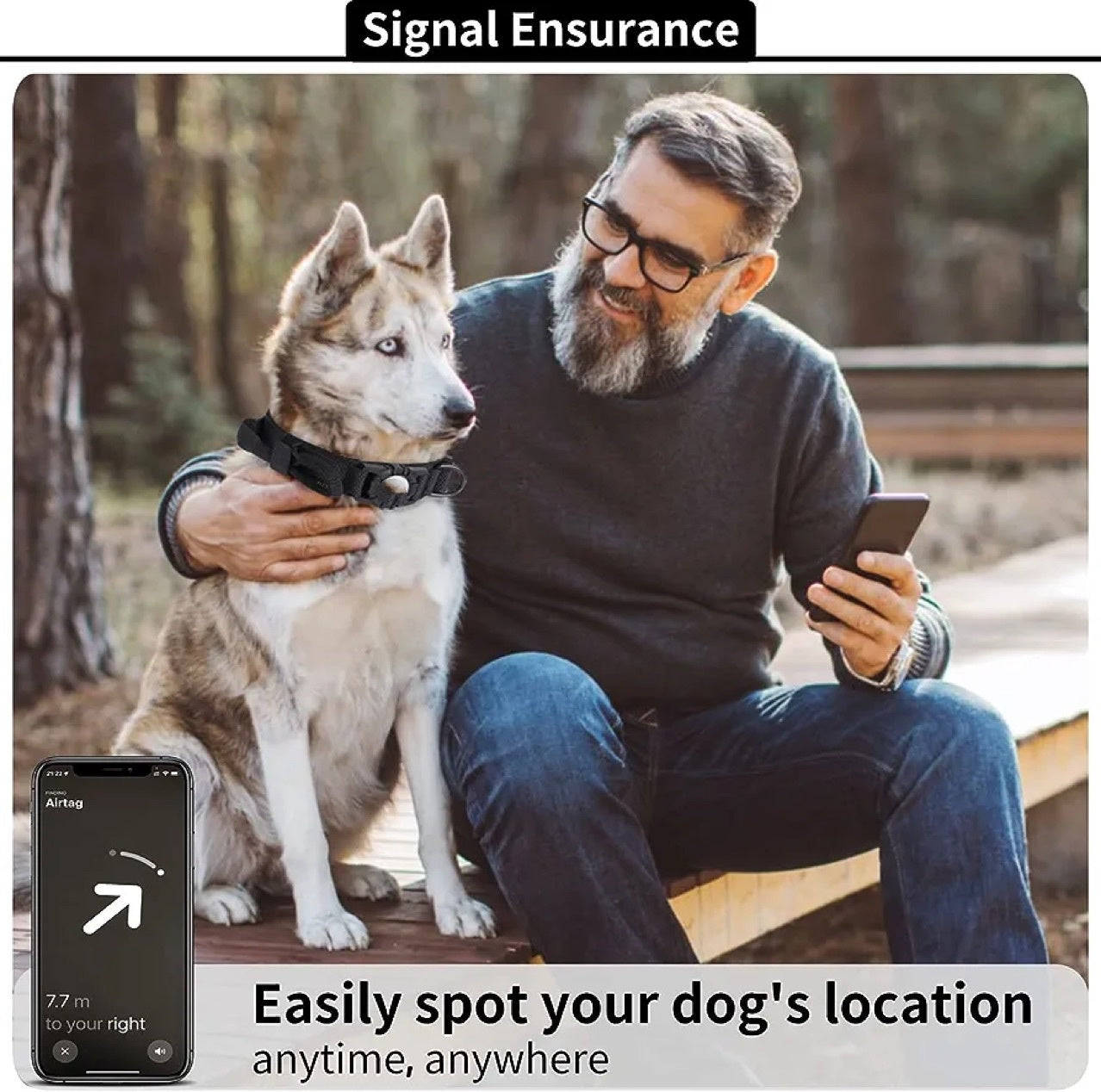 waterproof dog collar airtag protective